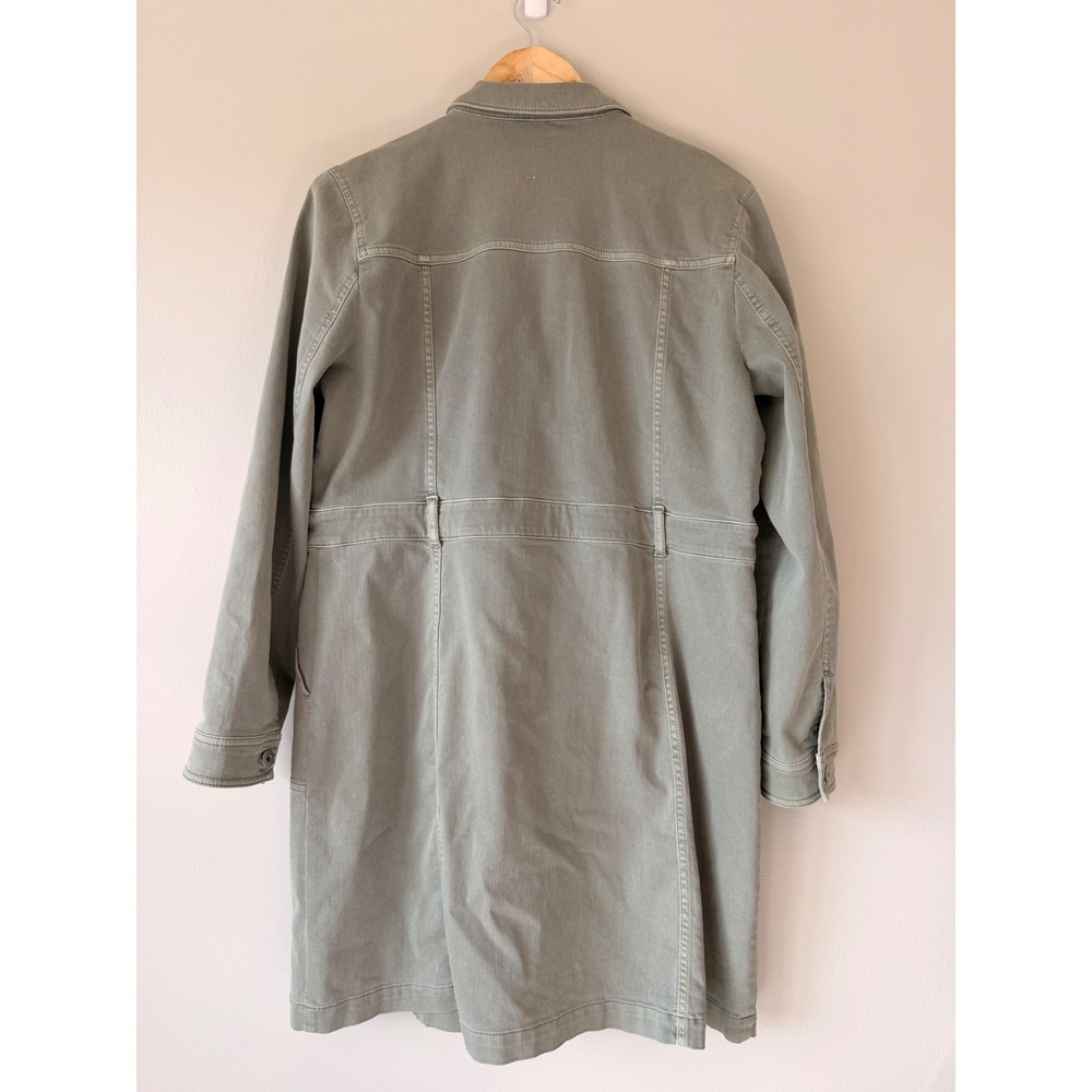JJill Denim Womens Medium Sage Green Cotton Chore Coat Longline Utility Jacket - Picture 2 of 7